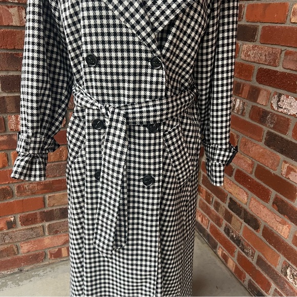 MISS SELFRIDGE BLACK WHITE HOUNSTOOTH TRENCH COAT SIZE 6 NEW - Picture 3 of 13